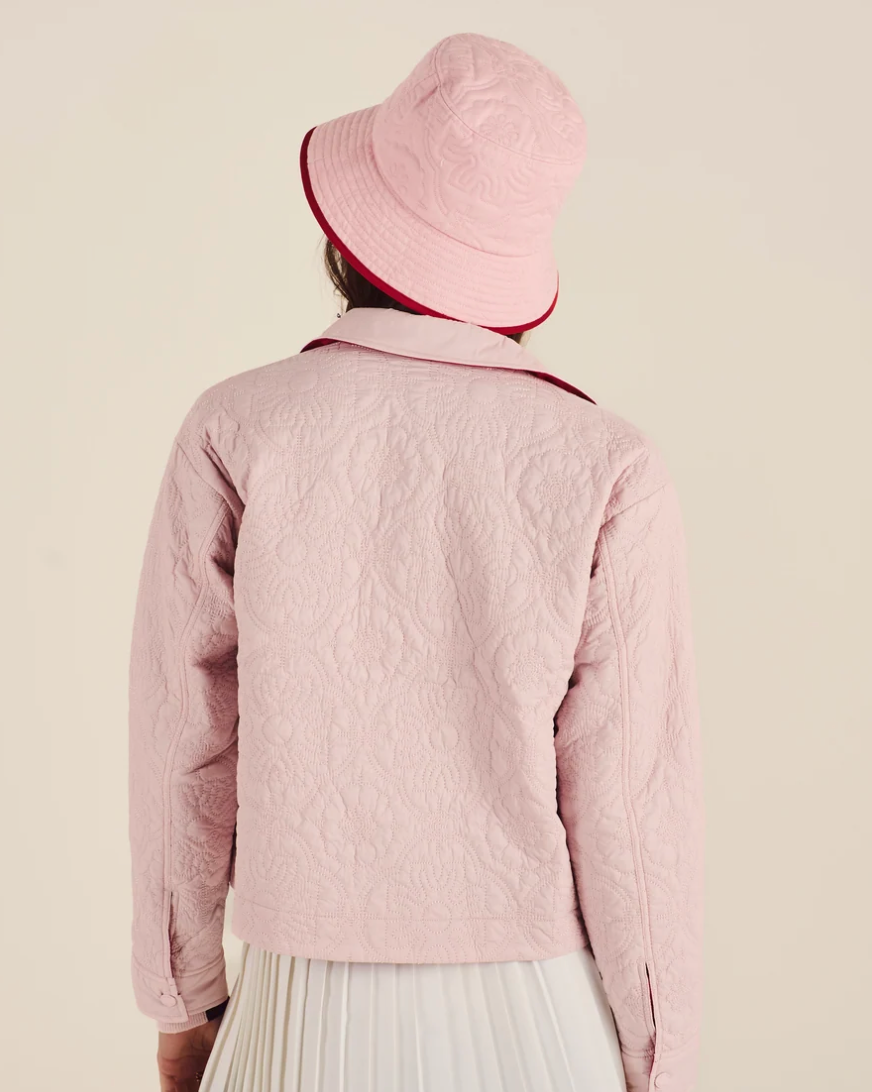 MALBON DENA QUILTED BUCKET HAT | CHALK PINK