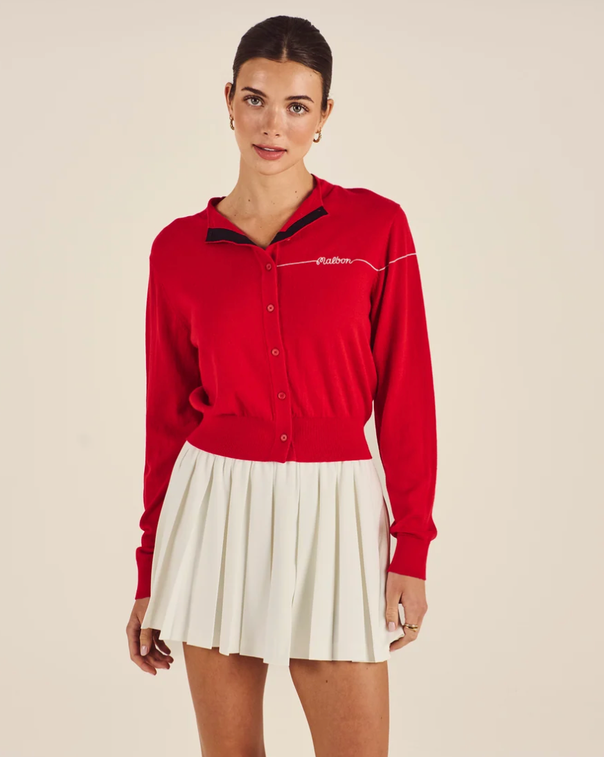 MALBON TAYLOR KNIT CARDIGAN | CRIMSON RED