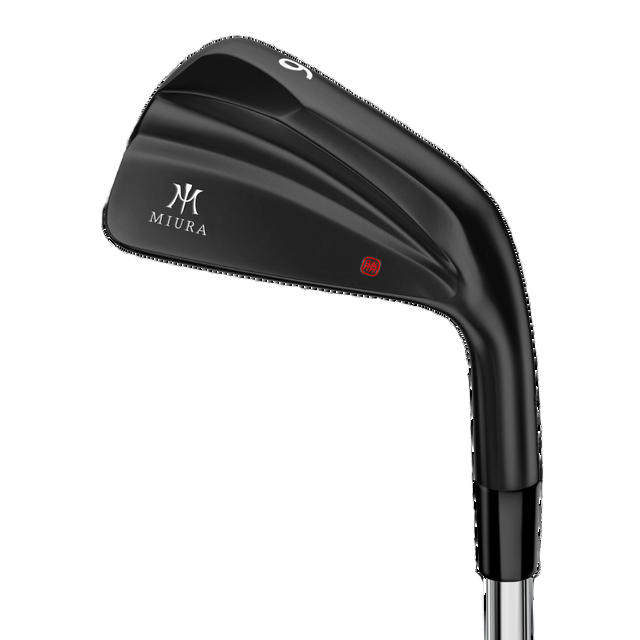 Black golf club head with Miura branding on a white background