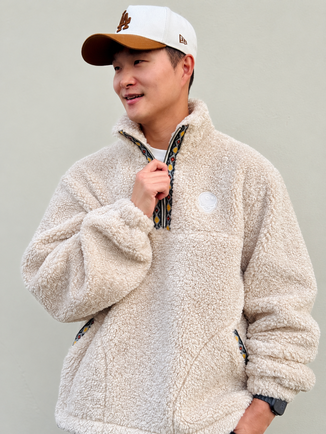 MALBON GRATEFUL DEAD LONG VACATION QUARTER ZIP | HEATHER OATMEAL