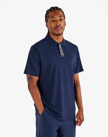 MALBON BLOCK PLACKET POLO | NAVY