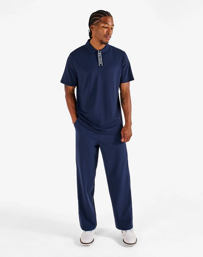 MALBON BLOCK PLACKET POLO | NAVY