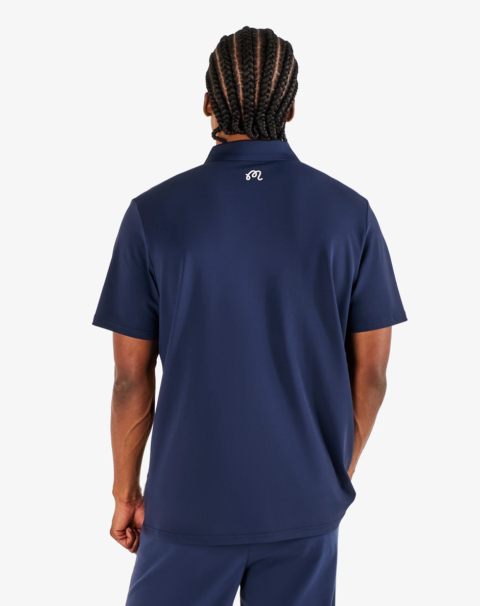 MALBON BLOCK PLACKET POLO | NAVY