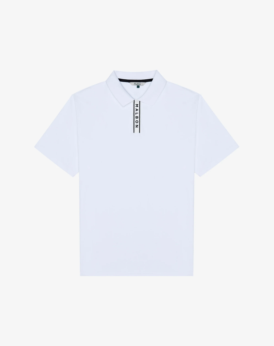 MALBON BLOCK PLACKET POLO | WHITE