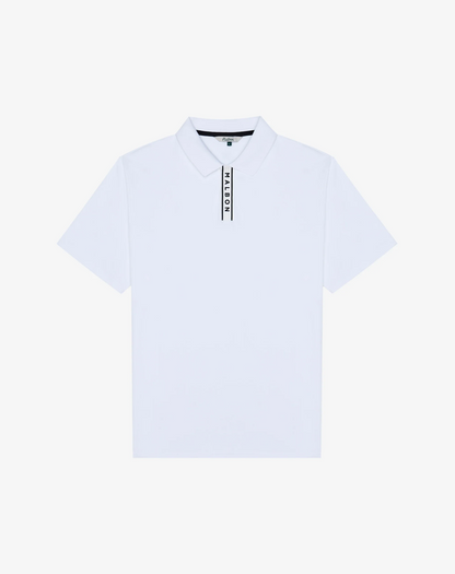 MALBON BLOCK PLACKET POLO | WHITE