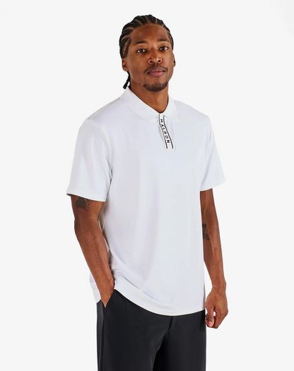 MALBON BLOCK PLACKET POLO | WHITE