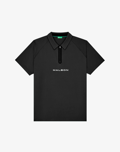 MALBON PERFORMANCE ZIP RAGLAN POLO | BLACK