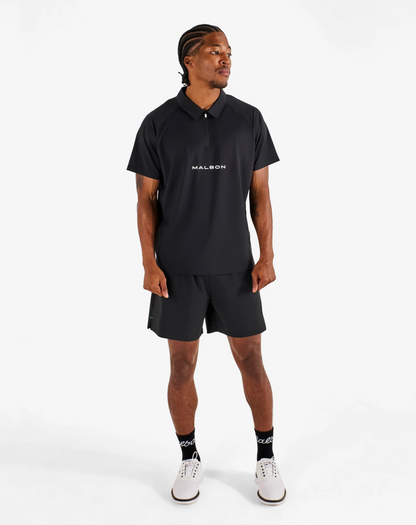 MALBON PERFORMANCE ZIP RAGLAN POLO | BLACK