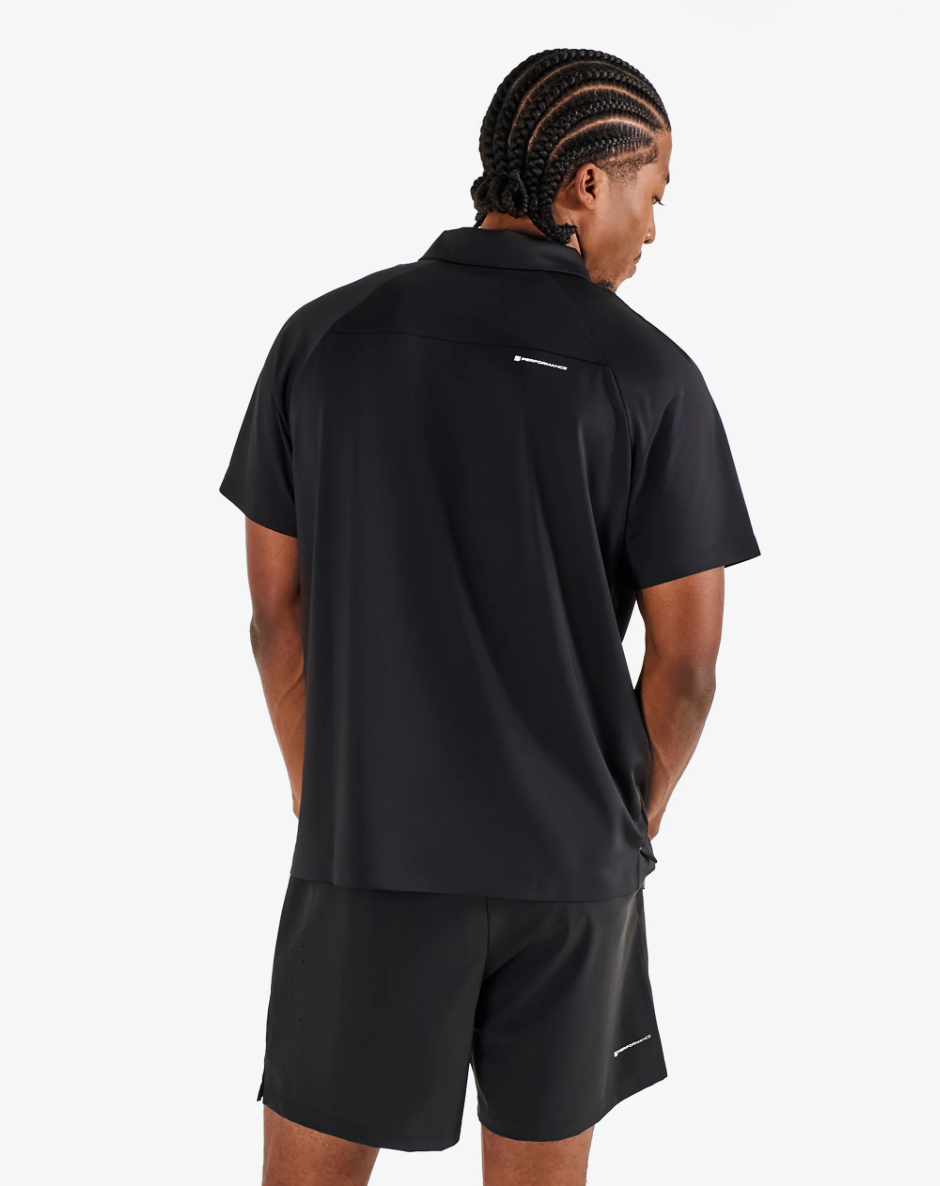 MALBON PERFORMANCE ZIP RAGLAN POLO | BLACK