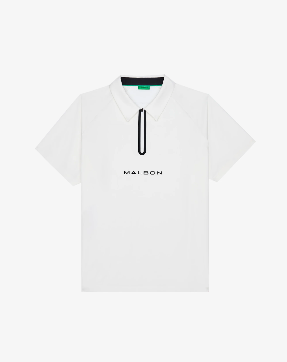MALBON PERFORMANCE ZIP RAGLAN POLO | WHITE