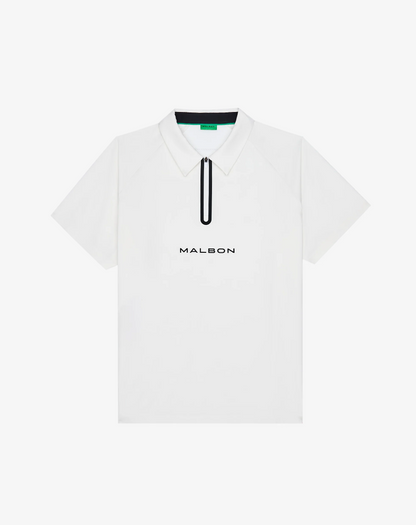 MALBON PERFORMANCE ZIP RAGLAN POLO | WHITE