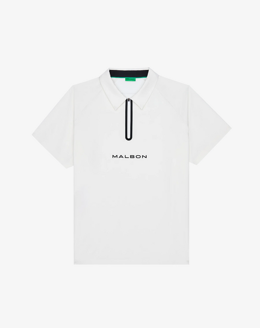 MALBON PERFORMANCE ZIP RAGLAN POLO | WHITE