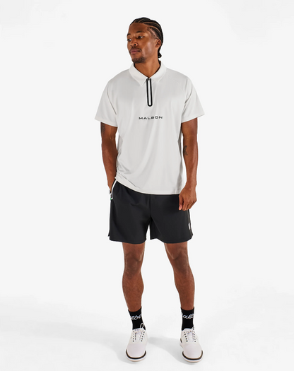 MALBON PERFORMANCE ZIP RAGLAN POLO | WHITE