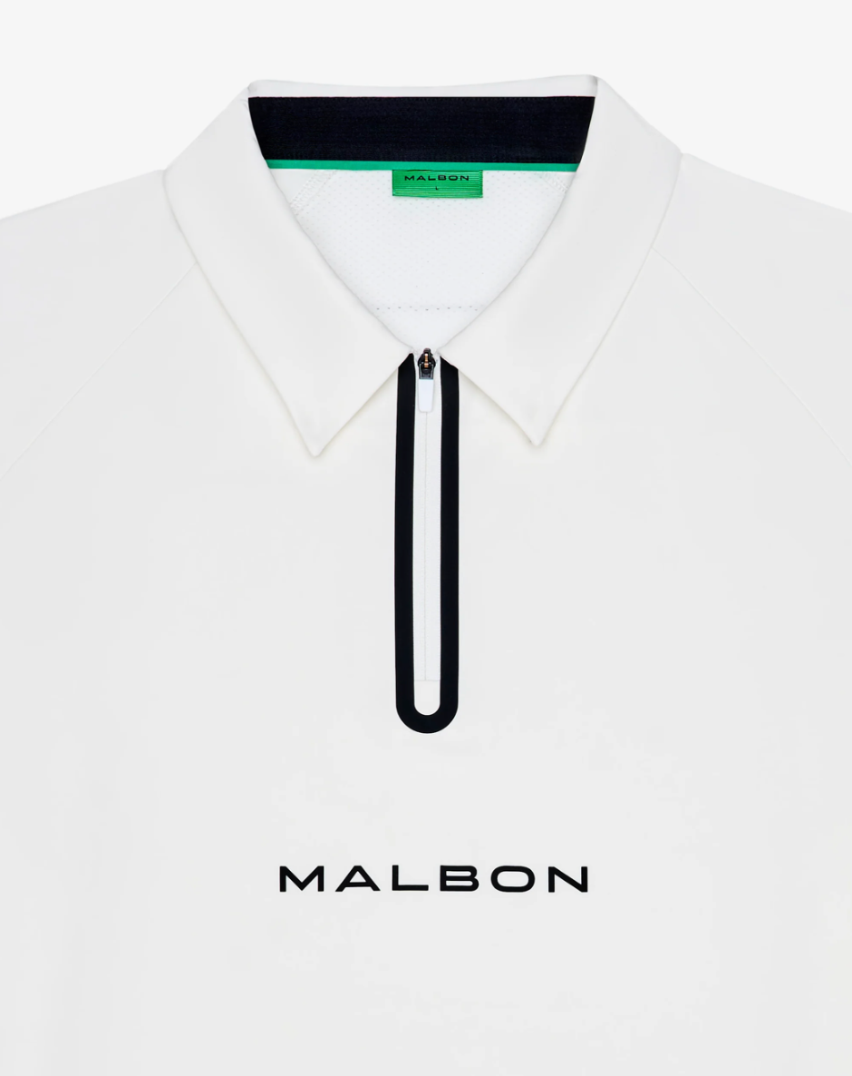 MALBON PERFORMANCE ZIP RAGLAN POLO | WHITE