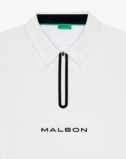MALBON PERFORMANCE ZIP RAGLAN POLO | WHITE