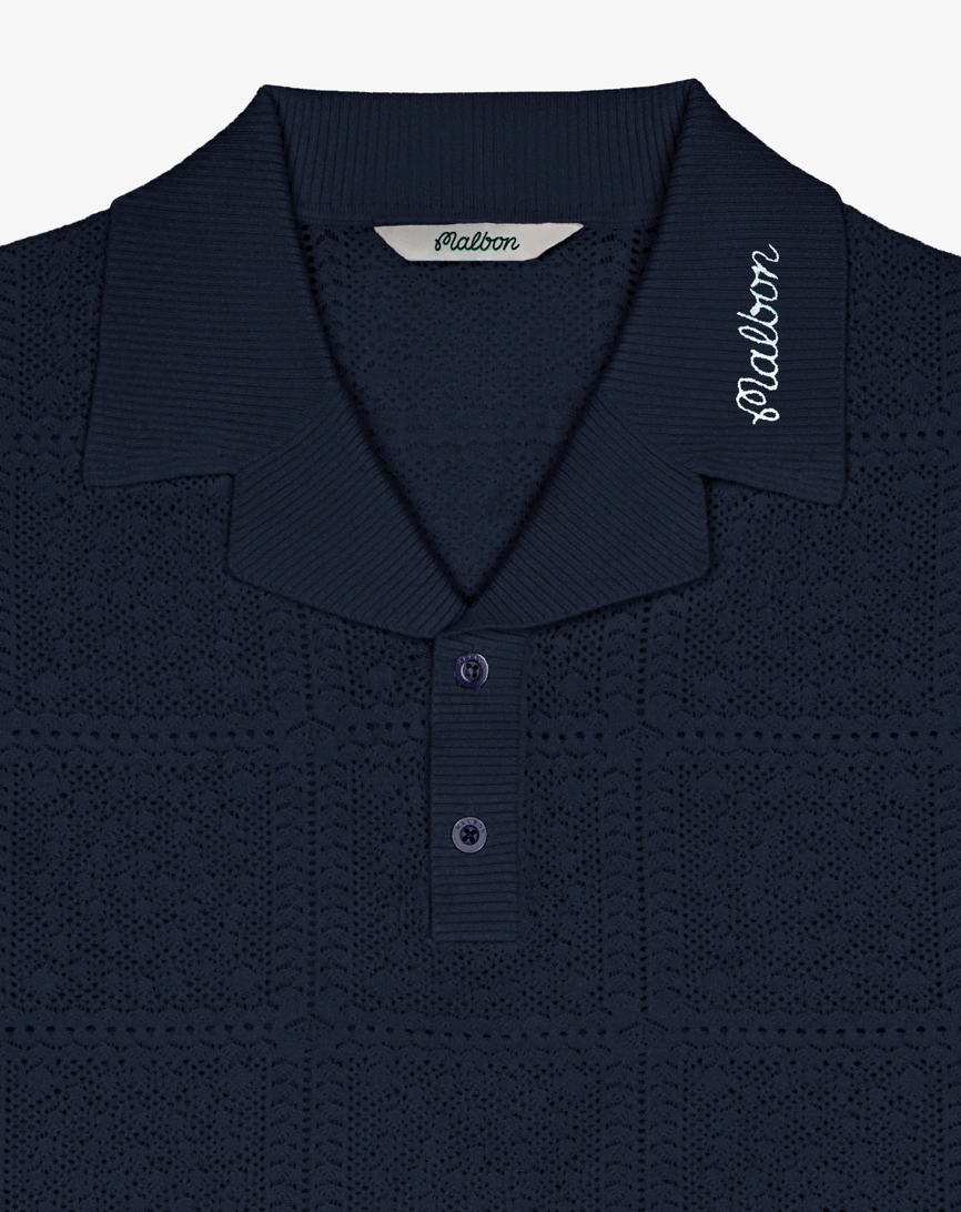MALBON RESORT CROCHET POLO | NAVY