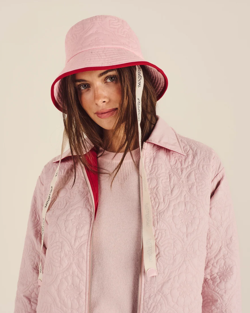 MALBON DENA QUILTED BUCKET HAT | CHALK PINK
