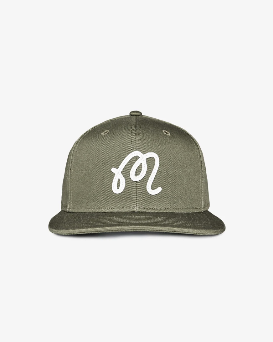MALBON M SCRIPT SNAPBACK | MILITARY GREEN