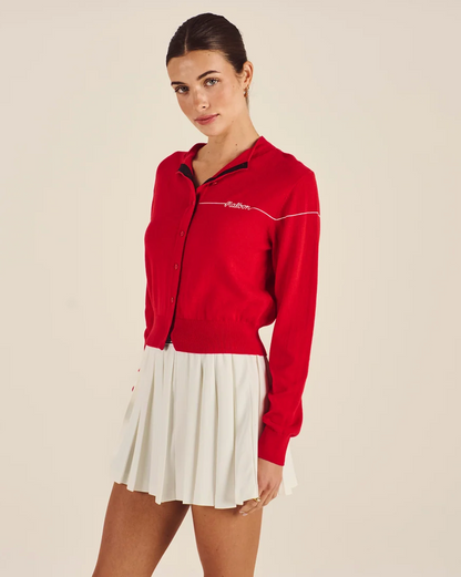 MALBON TAYLOR KNIT CARDIGAN | CRIMSON RED