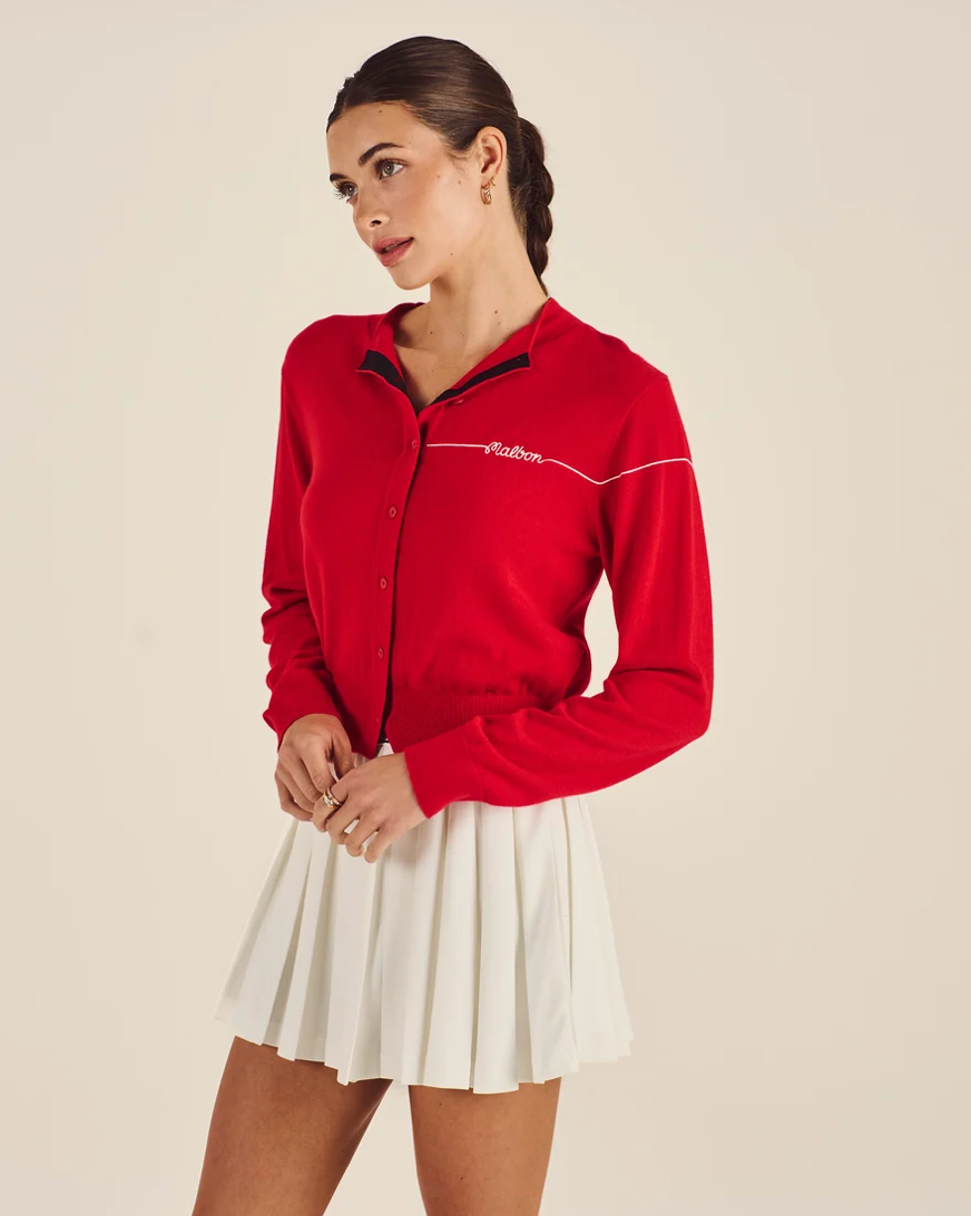 MALBON TAYLOR KNIT CARDIGAN | CRIMSON RED