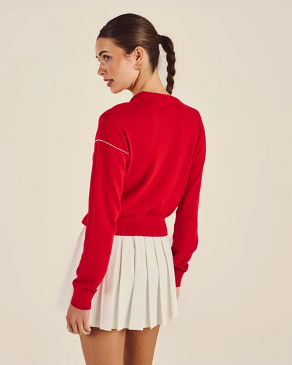 MALBON TAYLOR KNIT CARDIGAN | CRIMSON RED