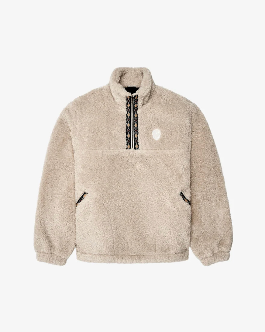 MALBON GRATEFUL DEAD LONG VACATION QUARTER ZIP | HEATHER OATMEAL
