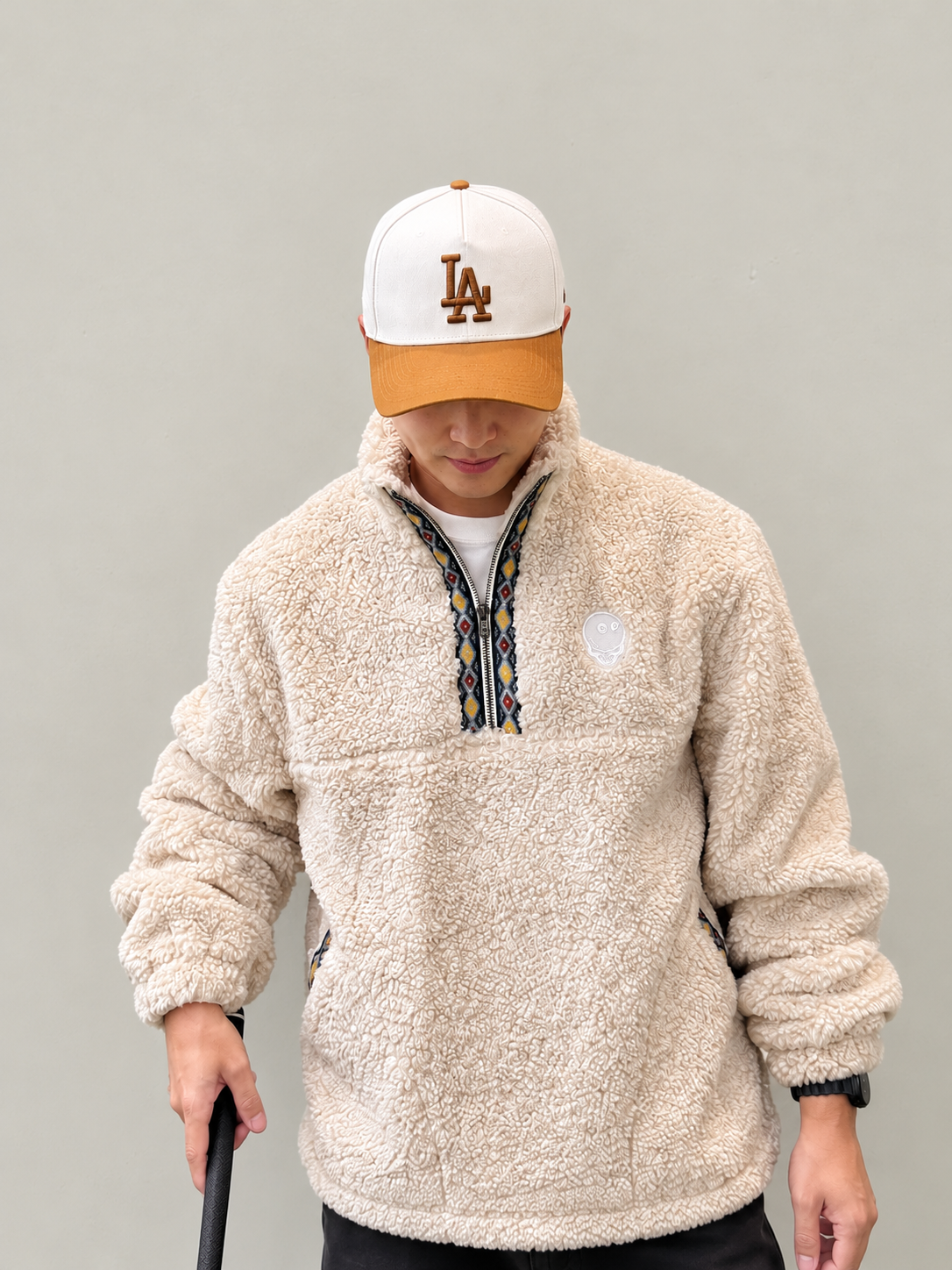 MALBON GRATEFUL DEAD LONG VACATION QUARTER ZIP | HEATHER OATMEAL