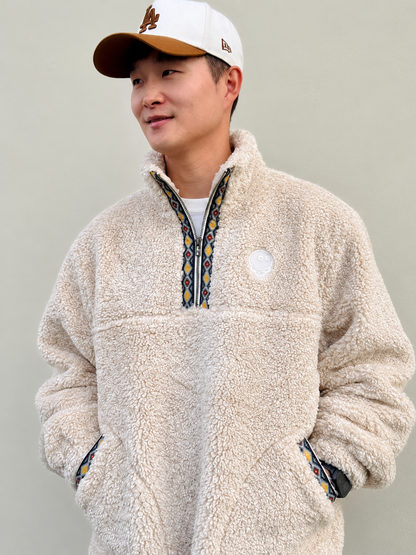 MALBON GRATEFUL DEAD LONG VACATION QUARTER ZIP | HEATHER OATMEAL
