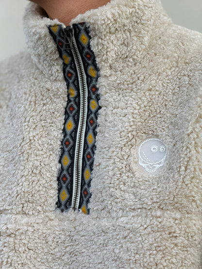 MALBON GRATEFUL DEAD LONG VACATION QUARTER ZIP | HEATHER OATMEAL